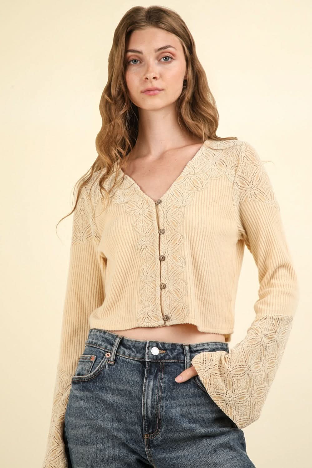Very J lace detail crop top - Love Salve